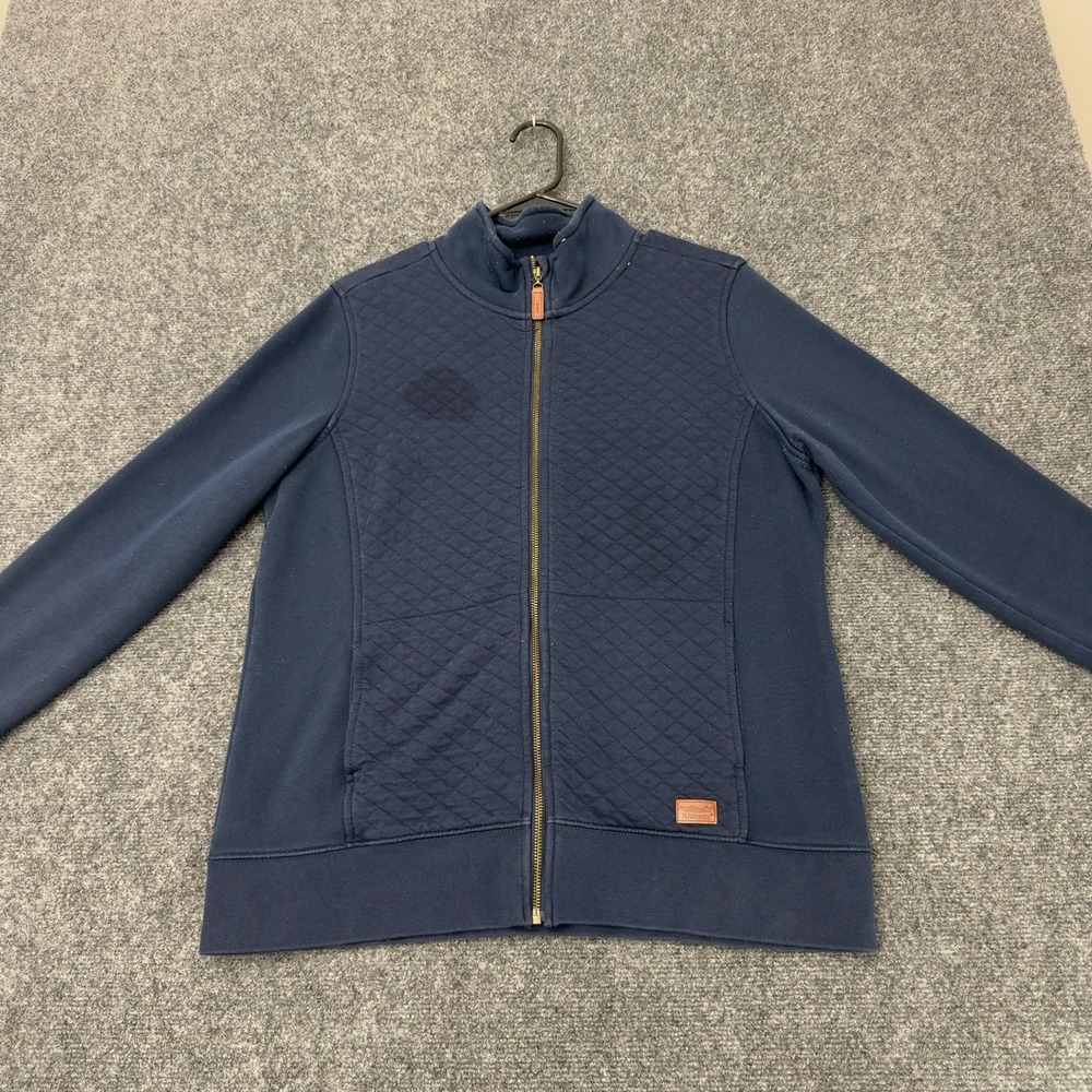 LL Bean Jacket Womens L Blue Quilted Full Zip Mock Neck Classic Outdoor
